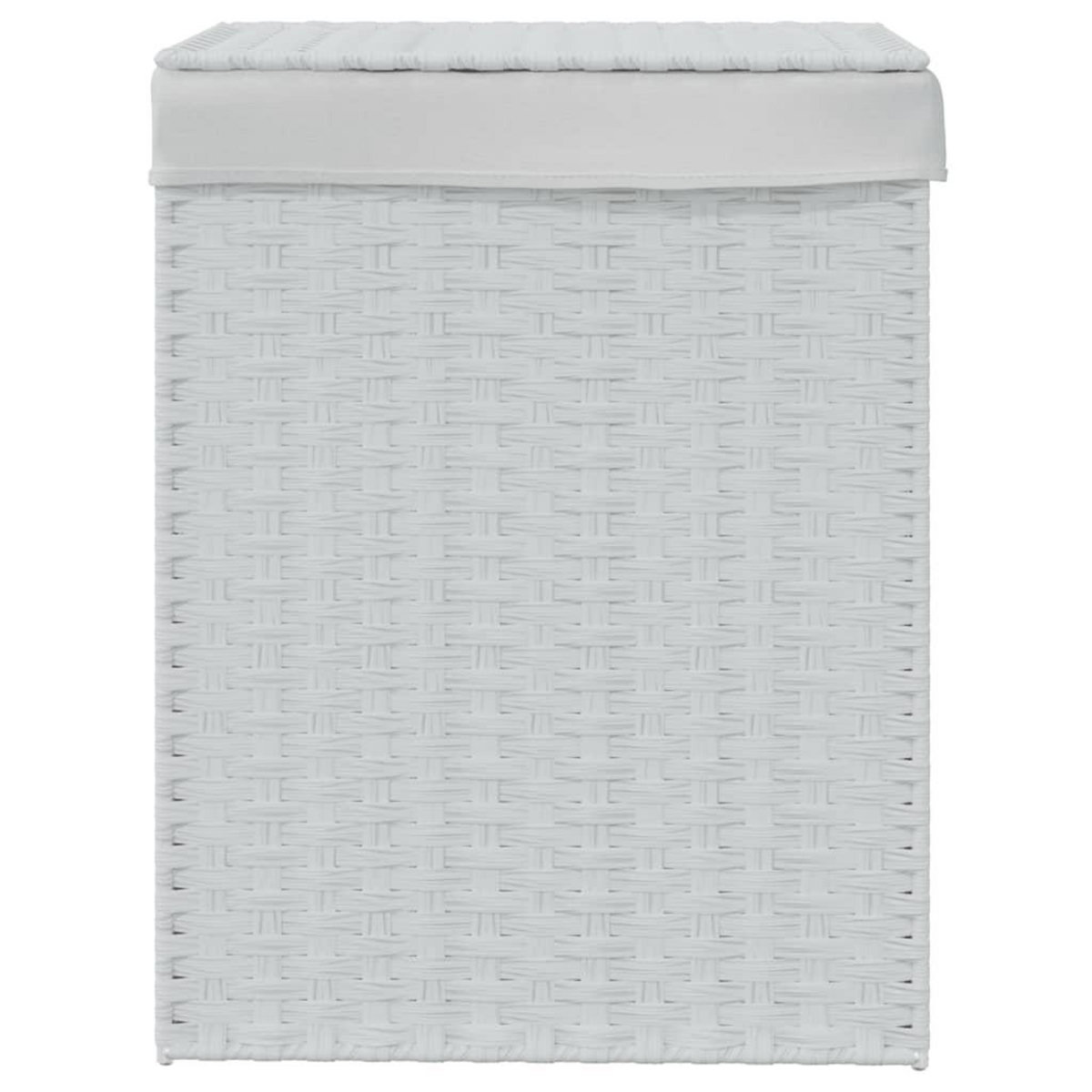 VIDAXL Panier a linge avec couvercle blanc 46x33x60 cm resine tressee