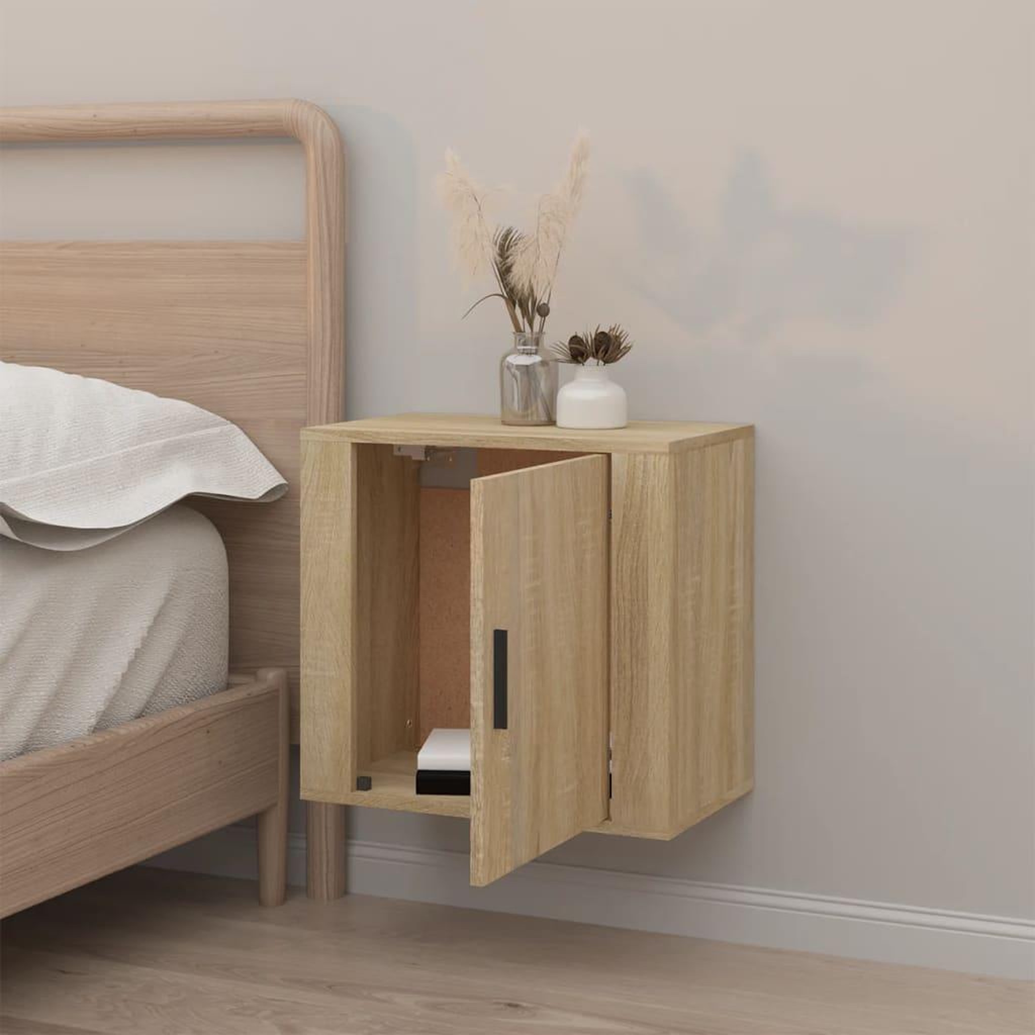 Voir la diapositive 3 : VIDAXL Table de chevet murale Chene sonoma 50x30x47 cm