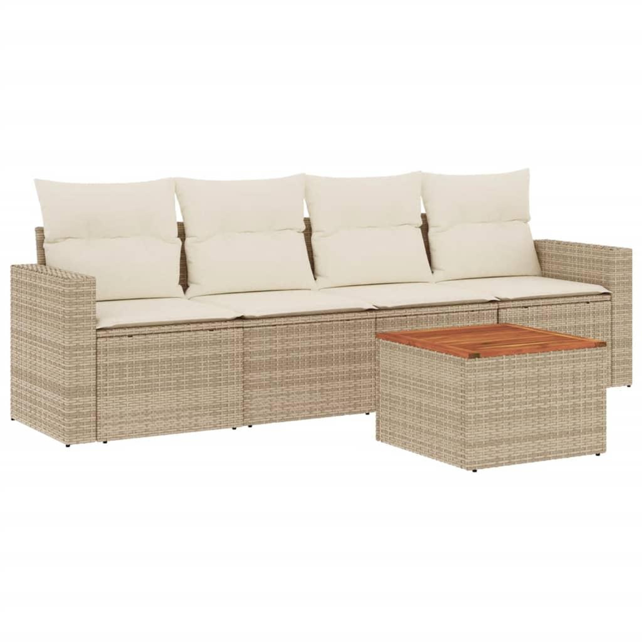 Voir la diapositive 2 : VIDAXL Salon de jardin avec coussins 5 pcs beige resine tressee