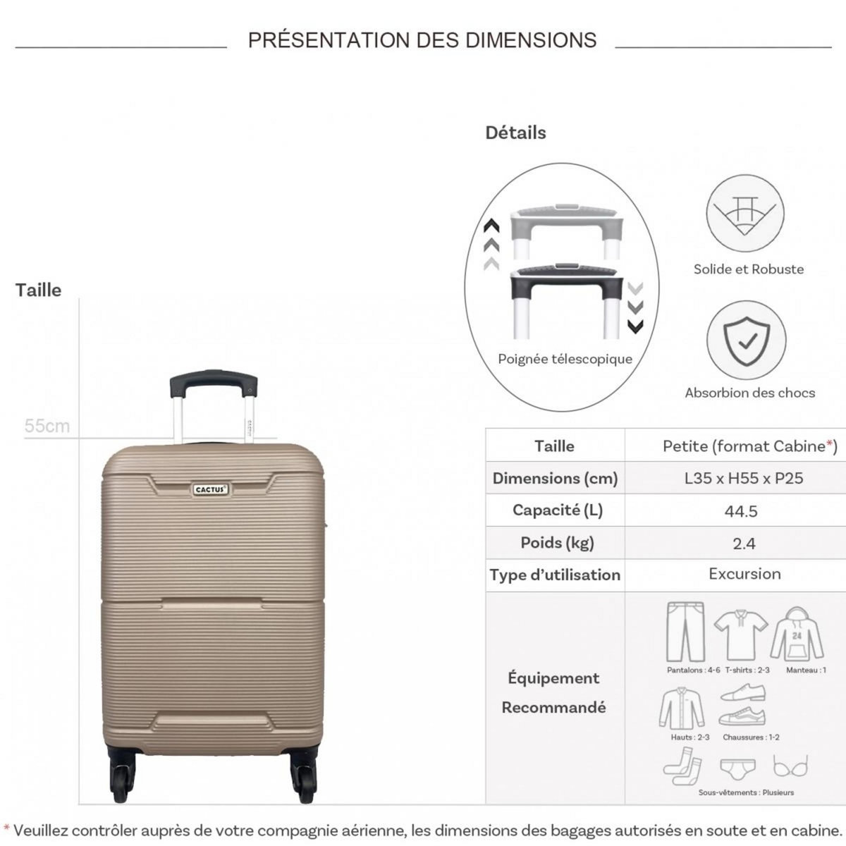 Cactus Valise cabine rigide 55cm