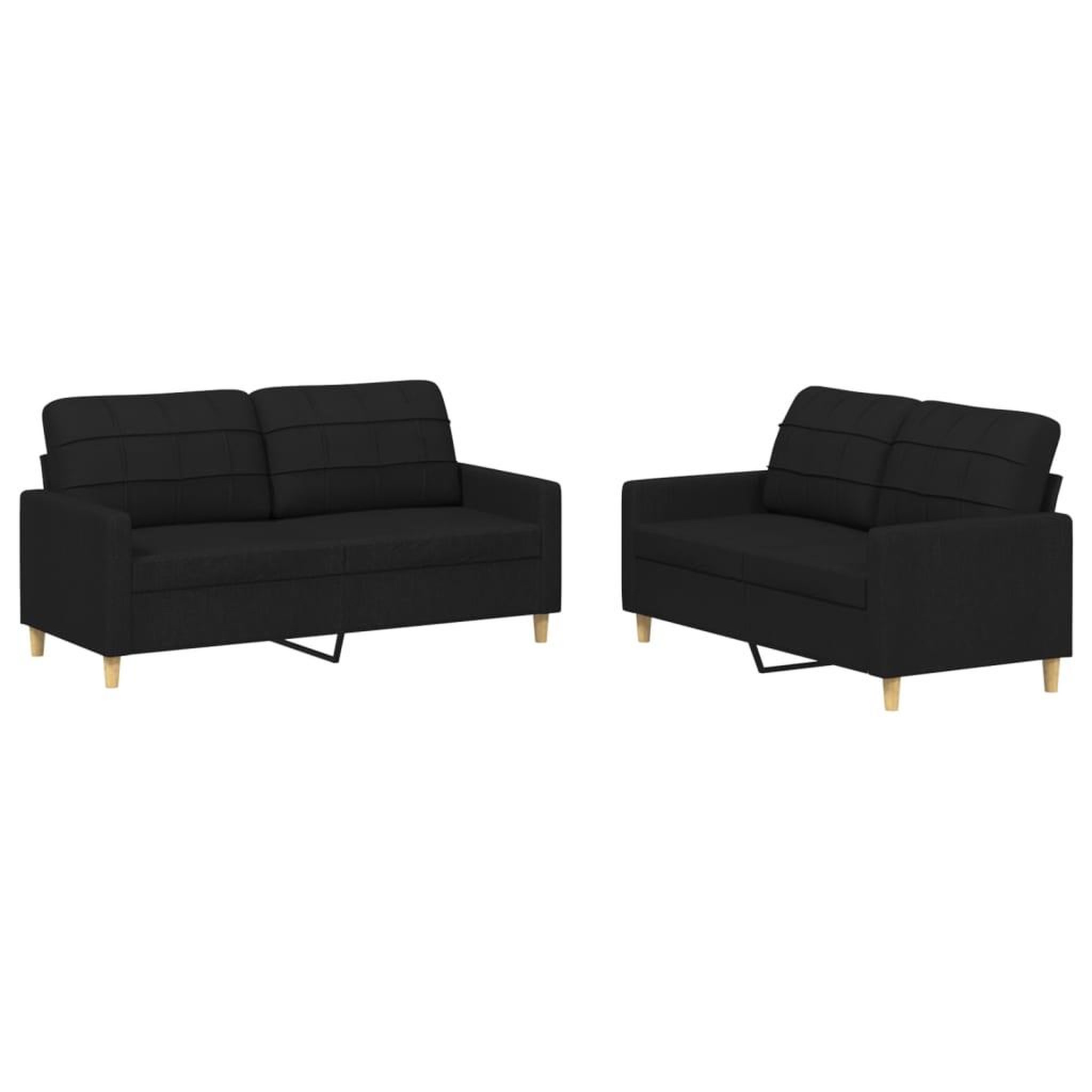 Voir la diapositive 2 : VIDAXL Ensemble de canapes 2 pcs avec coussins Noir Tissu