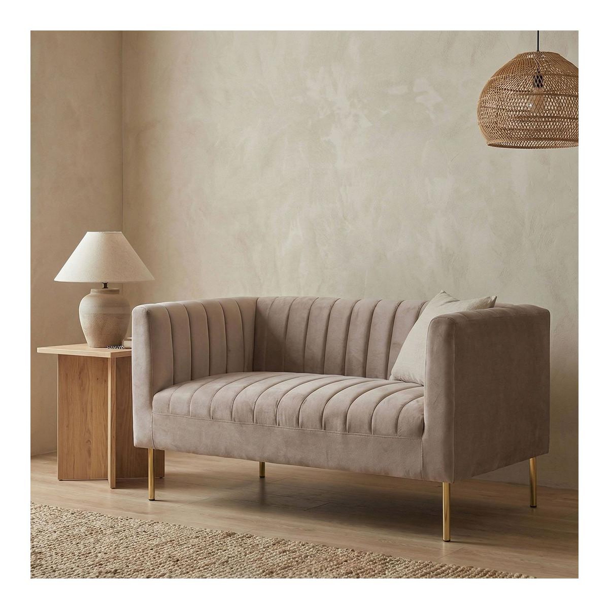 Voir la diapositive 6 : Paris Prix Canapé 2 places velours  taylor  150cm taupe