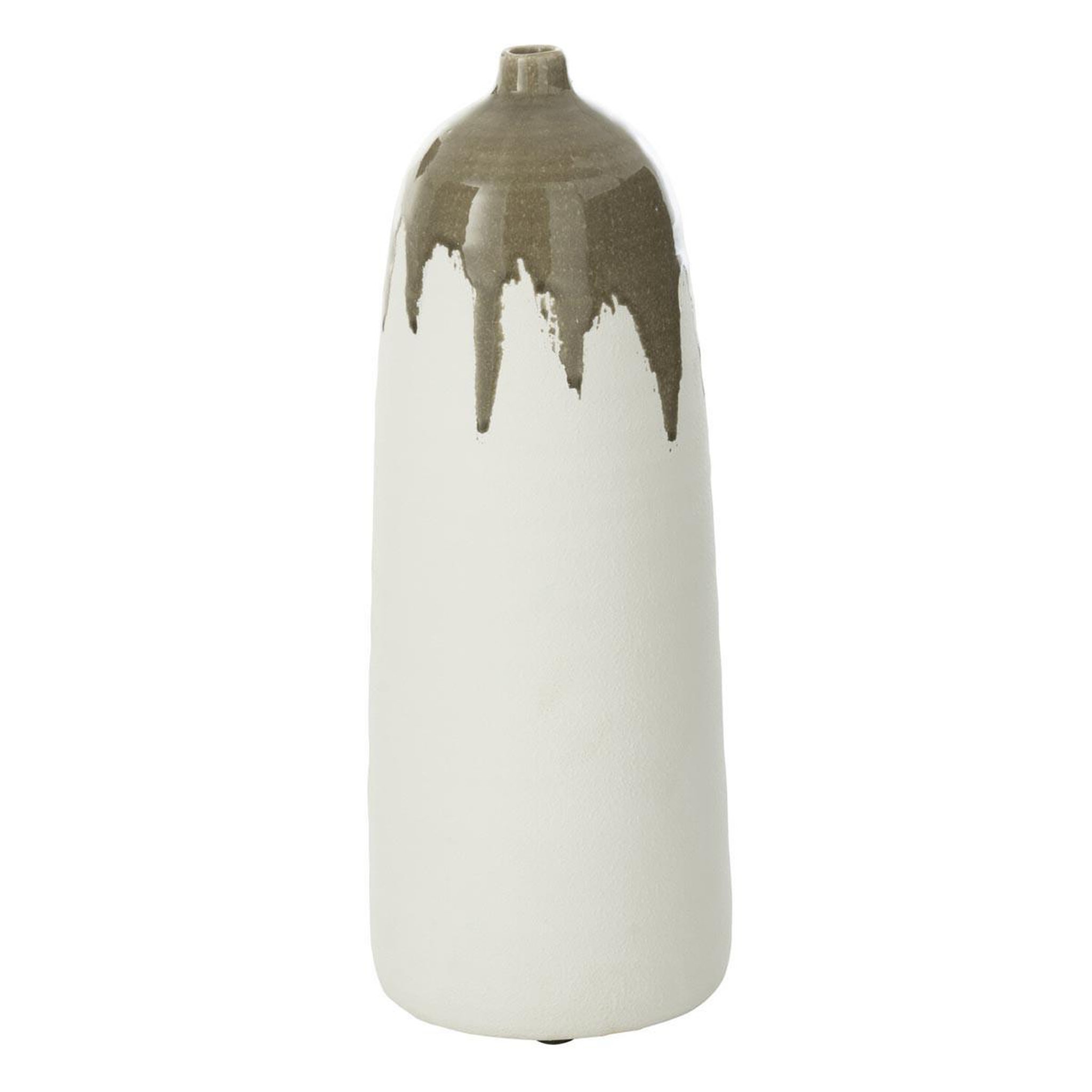 J-LINE Vase bouteille en argile  olea  47cm blanc & vert