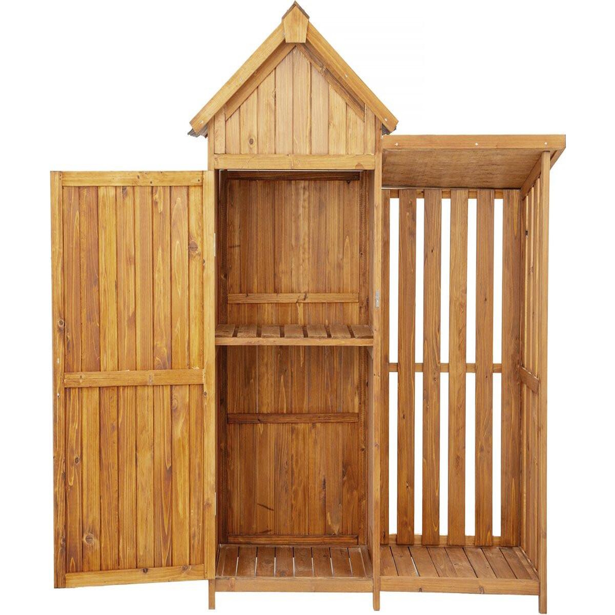 Voir la diapositive 3 : Habitat et Jardin Armoire de jardin en bois avec range-bûches  noé  - 136 x 57 x 170 cm - marron