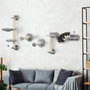 Voir la diapositive 2 : PAWHUT Mur d'escalade pour chat - arbre à chat design mural - griffoirs, plateformes, panier, hamac, jeux boules - gris