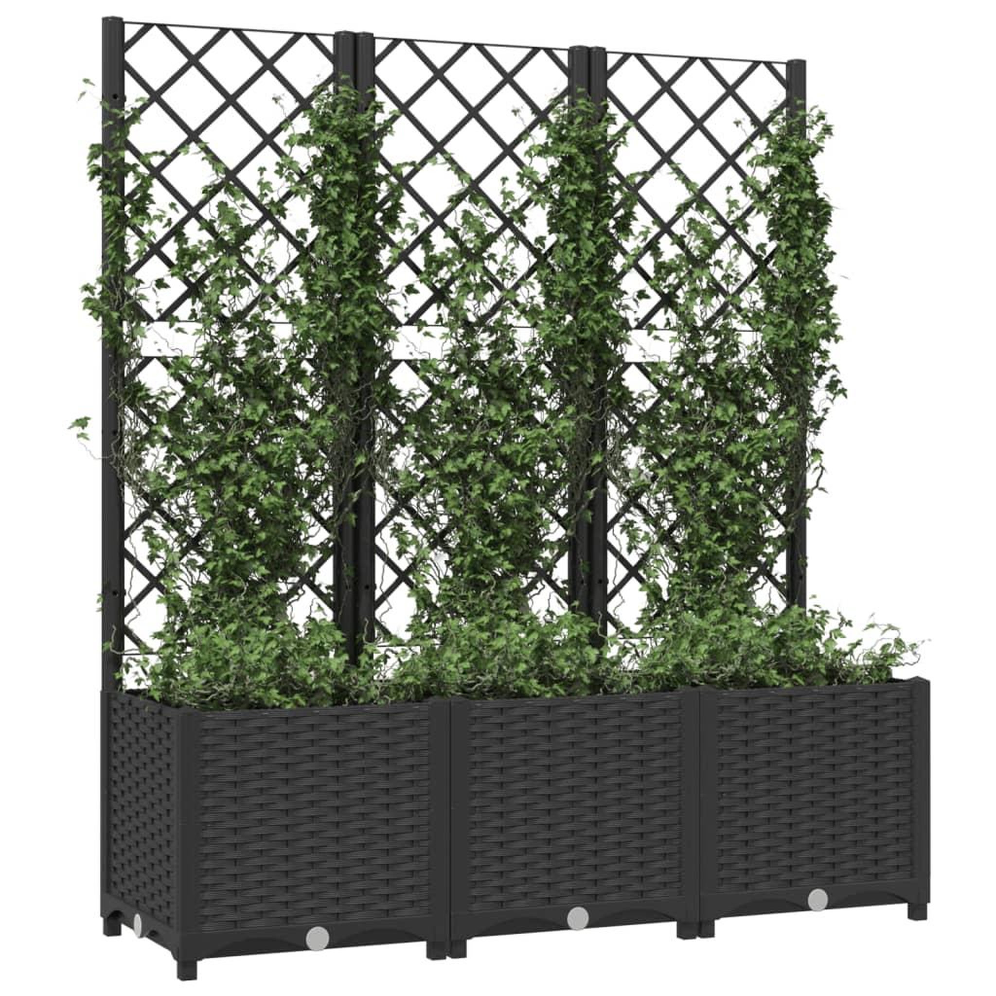 Voir la diapositive 3 : VIDAXL Jardiniere de jardin avec treillis Noir 120 x 40 x 136 cm PP