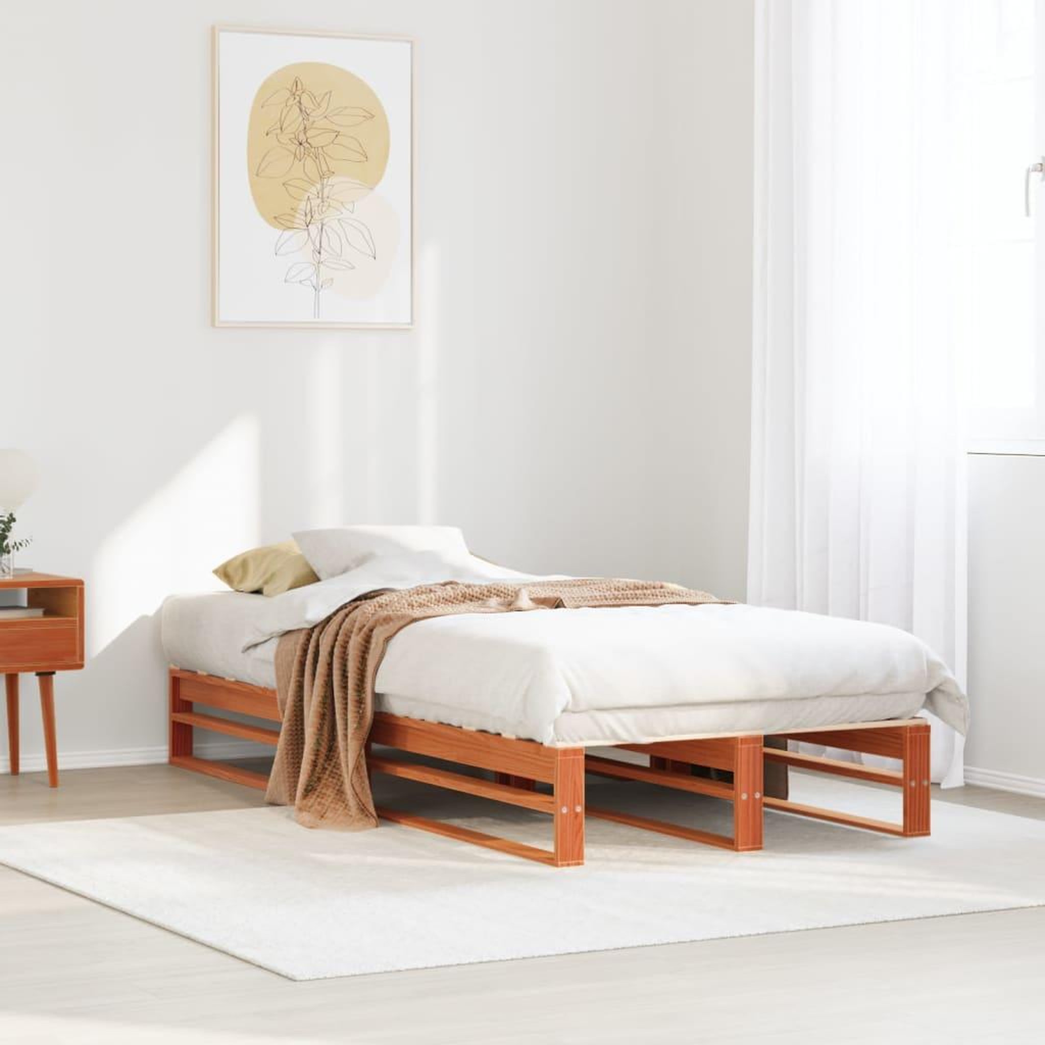 VIDAXL Cadre de lit sans matelas cire marron 100x200cm bois pin massif