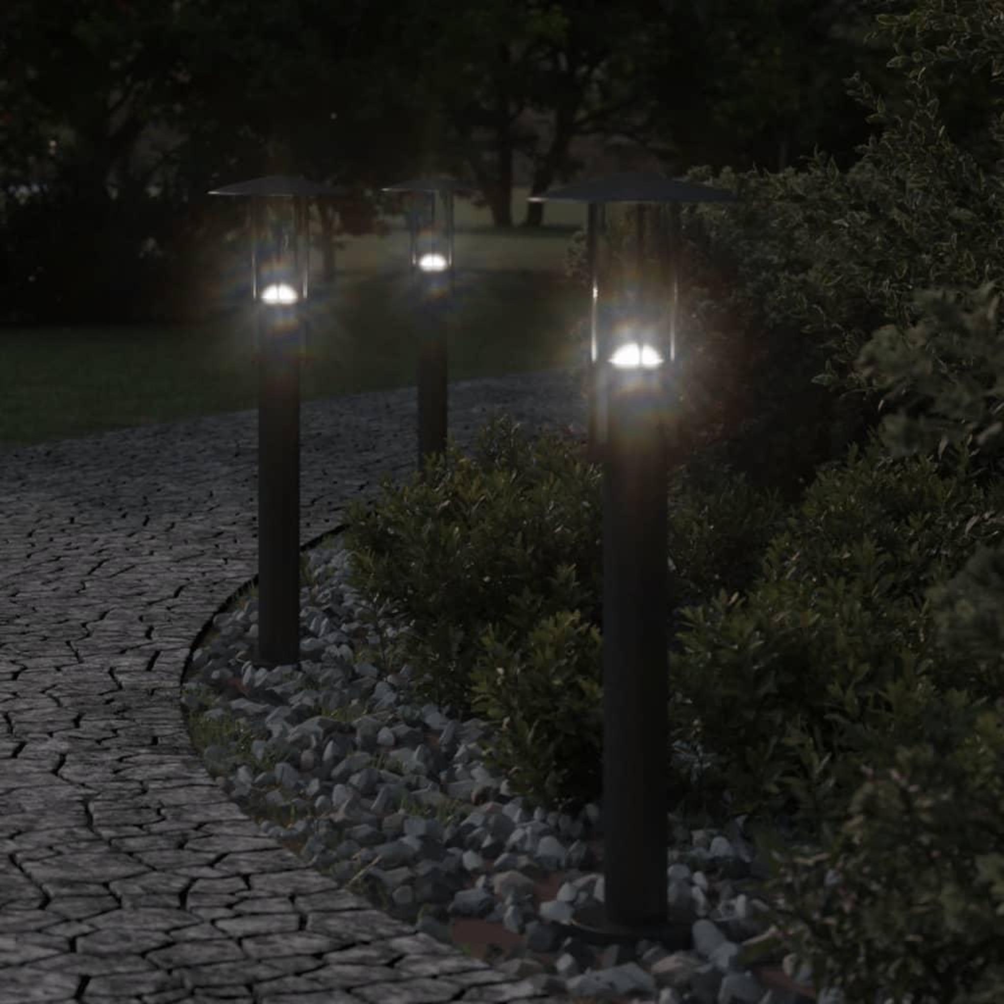 VIDAXL Lampadaires d'exterieur 3 pcs noir 60 cm acier inoxydable