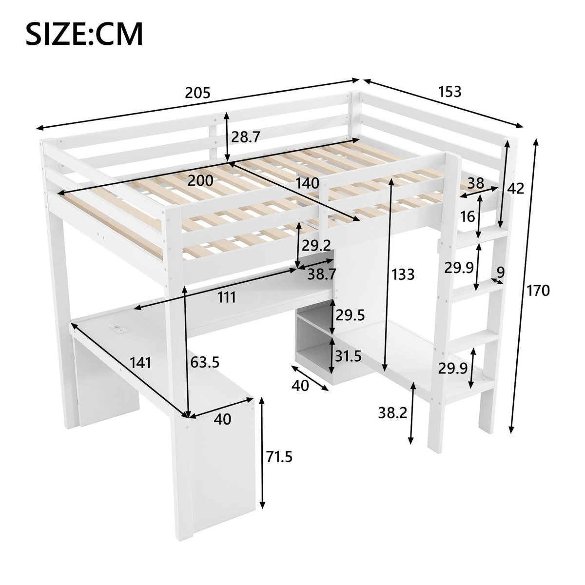 MERAX Lit mezzanine enfant