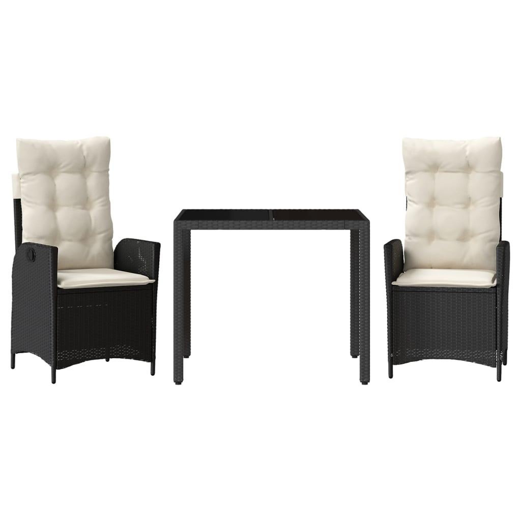 Voir la diapositive 2 : VIDAXL Ensemble a manger de jardin avec coussins 3 pcs Noir