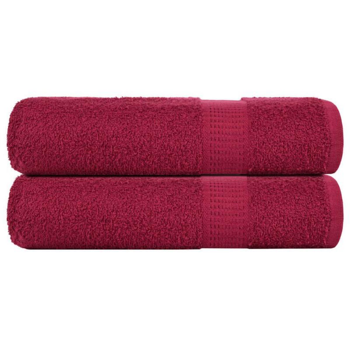 VIDAXL Serviettes de douche 2 pcs bordeaux 70x140cm 360g m² 100% coton