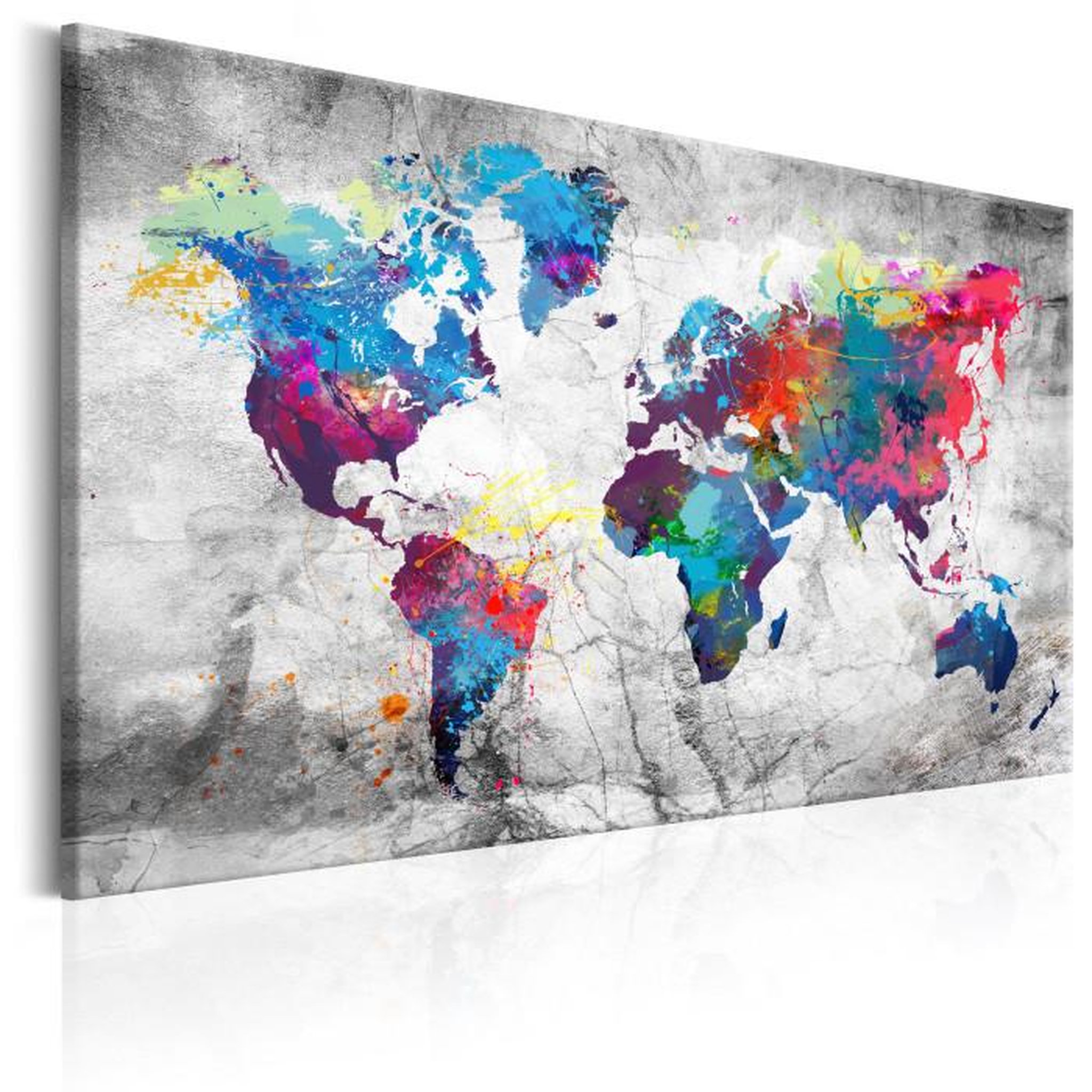 Paris Prix Tableau Imprimé  World Map : Grey Style. Coloris disponibles : Multicolore