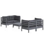 Voir la diapositive 3 : VIDAXL Salon de jardin 5 pcs avec coussins anthracite bois de pin