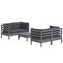 Voir la diapositive 3 : VIDAXL Salon de jardin 5 pcs avec coussins anthracite bois de pin