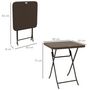 Voir la diapositive 3 : OUTSUNNY Table de jardin pliante table de camping pliable dim. 60L x 60l x 71H cm acier époxy HDPE aspect rotin tressé marron