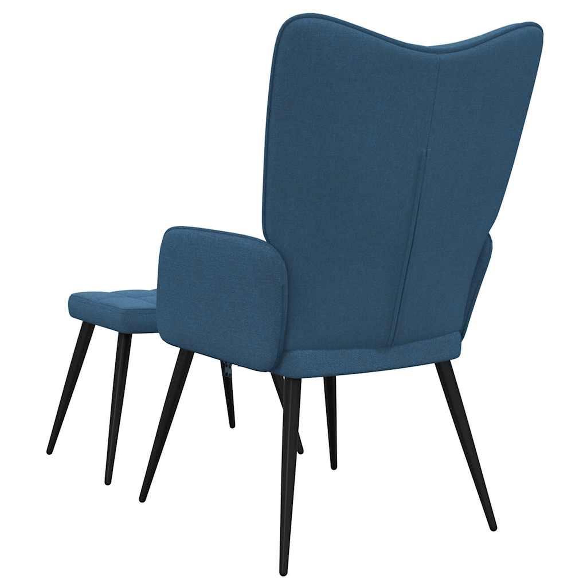 Voir la diapositive 5 : VIDAXL Chaise de relaxation avec tabouret Bleu Tissu