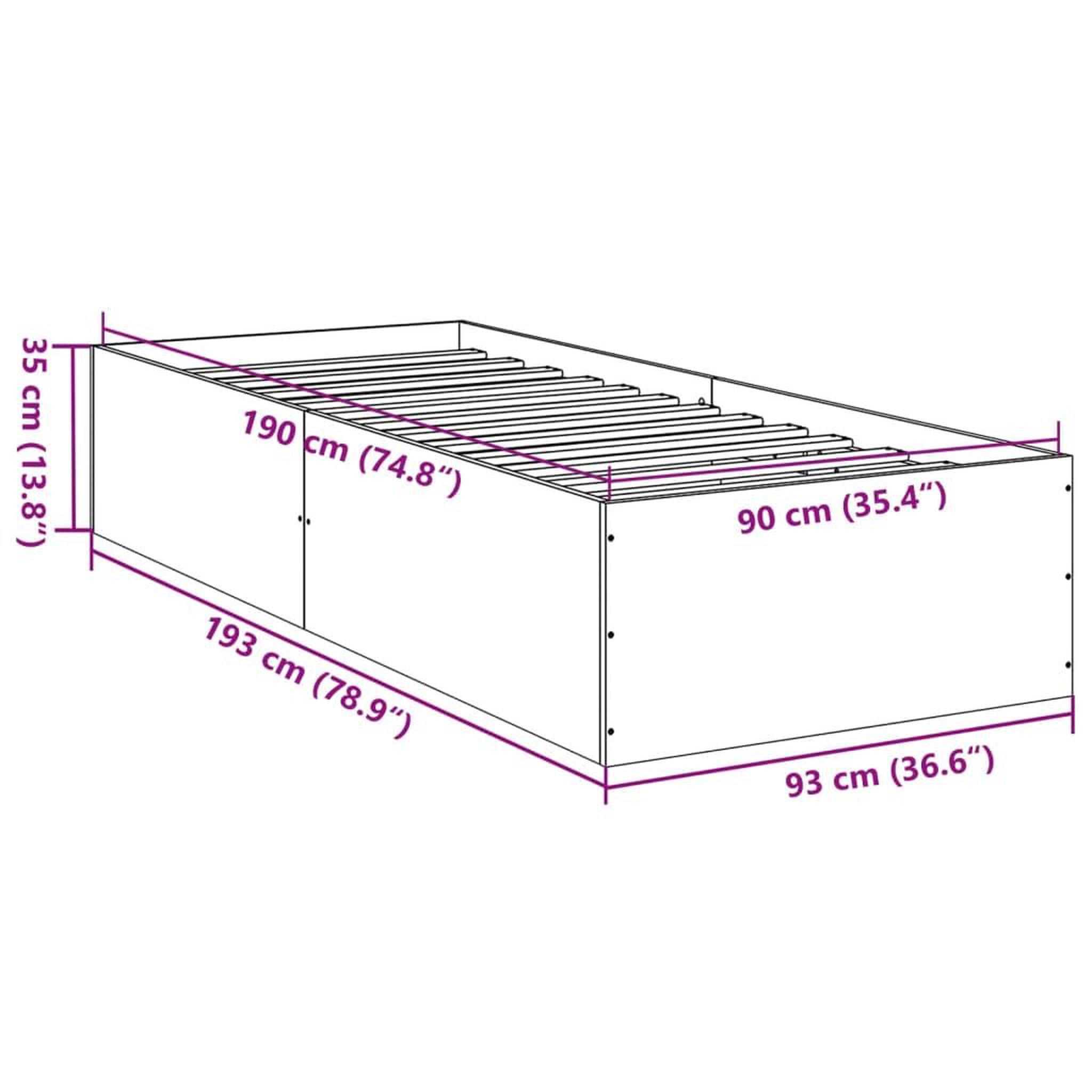 Voir la diapositive 6 : VIDAXL Cadre de lit sans matelas chene fume 90x190 cm