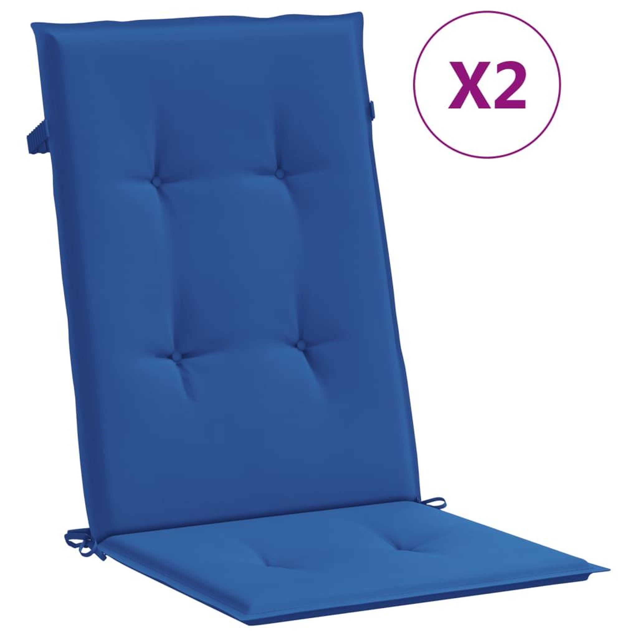 Voir la diapositive 2 : VIDAXL Coussins de chaise de jardin a dossier haut lot de 2 bleu royal