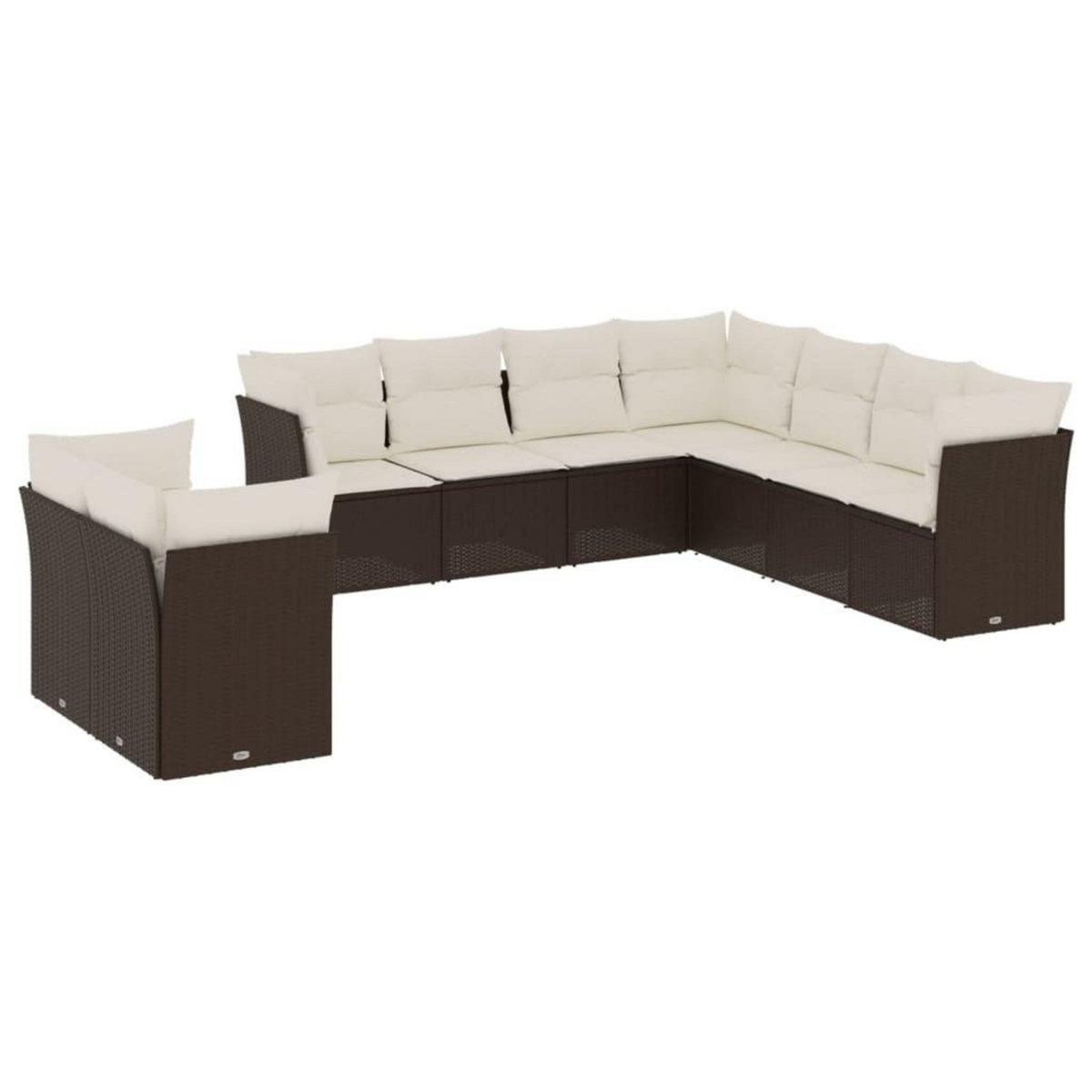 VIDAXL Salon de jardin avec coussins 9 pcs marron resine tressee
