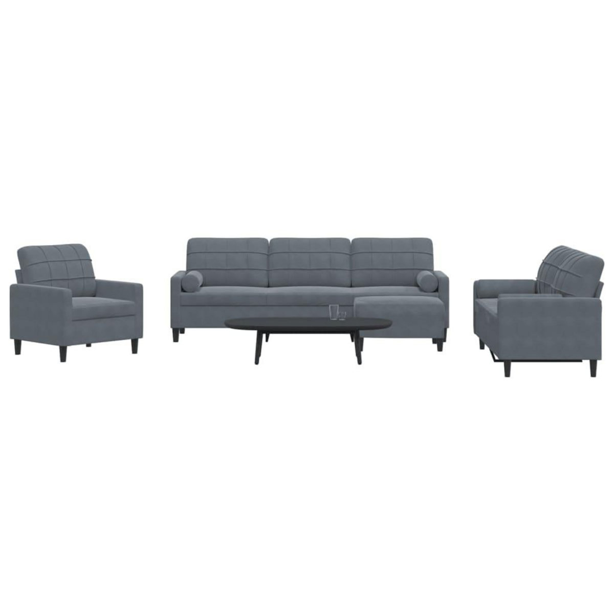 VIDAXL Ensemble de canapes 4 pcs avec coussins et traversins velours