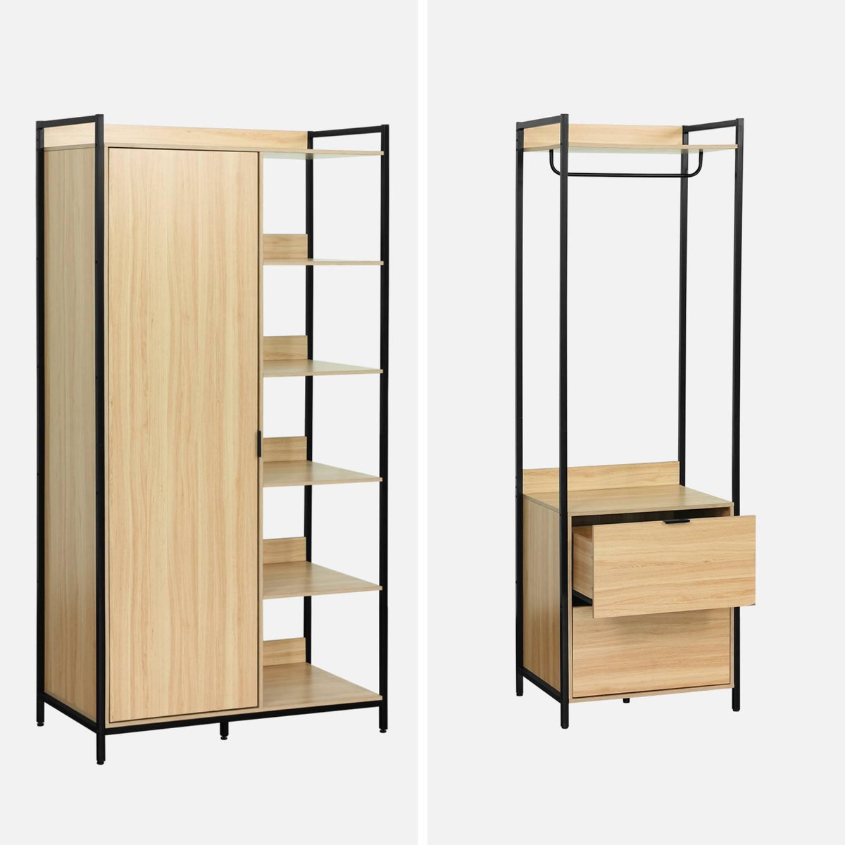 SWEEEK Kit dressing modulable noir avec 4 éléments. L 280 x P 48 x H 190 cm