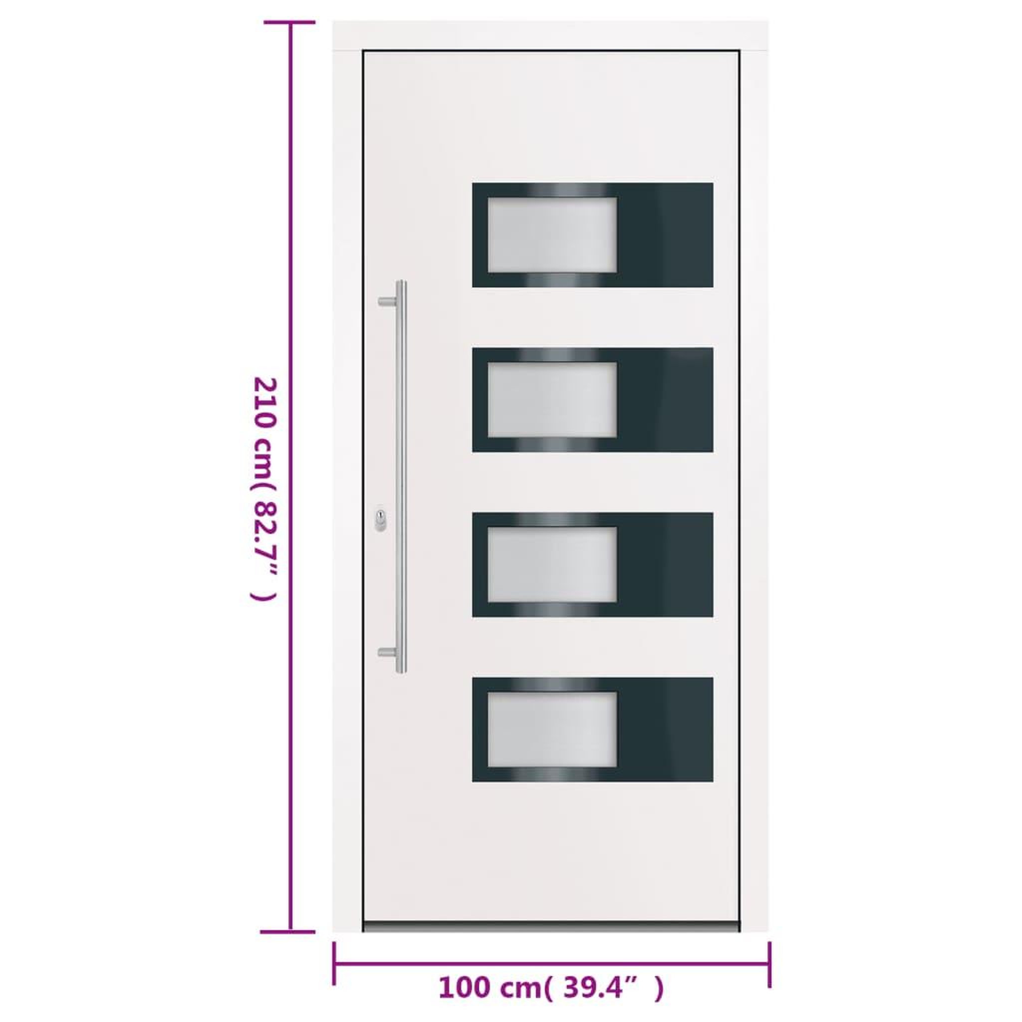 Voir la diapositive 6 : VIDAXL Porte d'entree Blanc 100x210 cm Aluminium et PVC