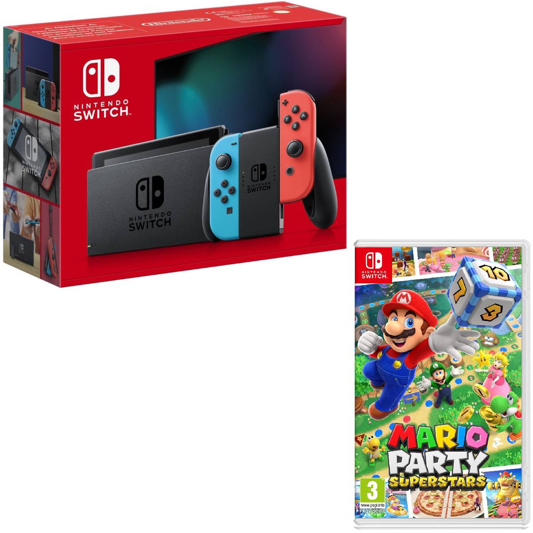 Voir la diapositive 1 : Lot Console Nintendo Switch 1.2 Neon Rouge et Bleu + Mario Party Superstars Nintendo Switch