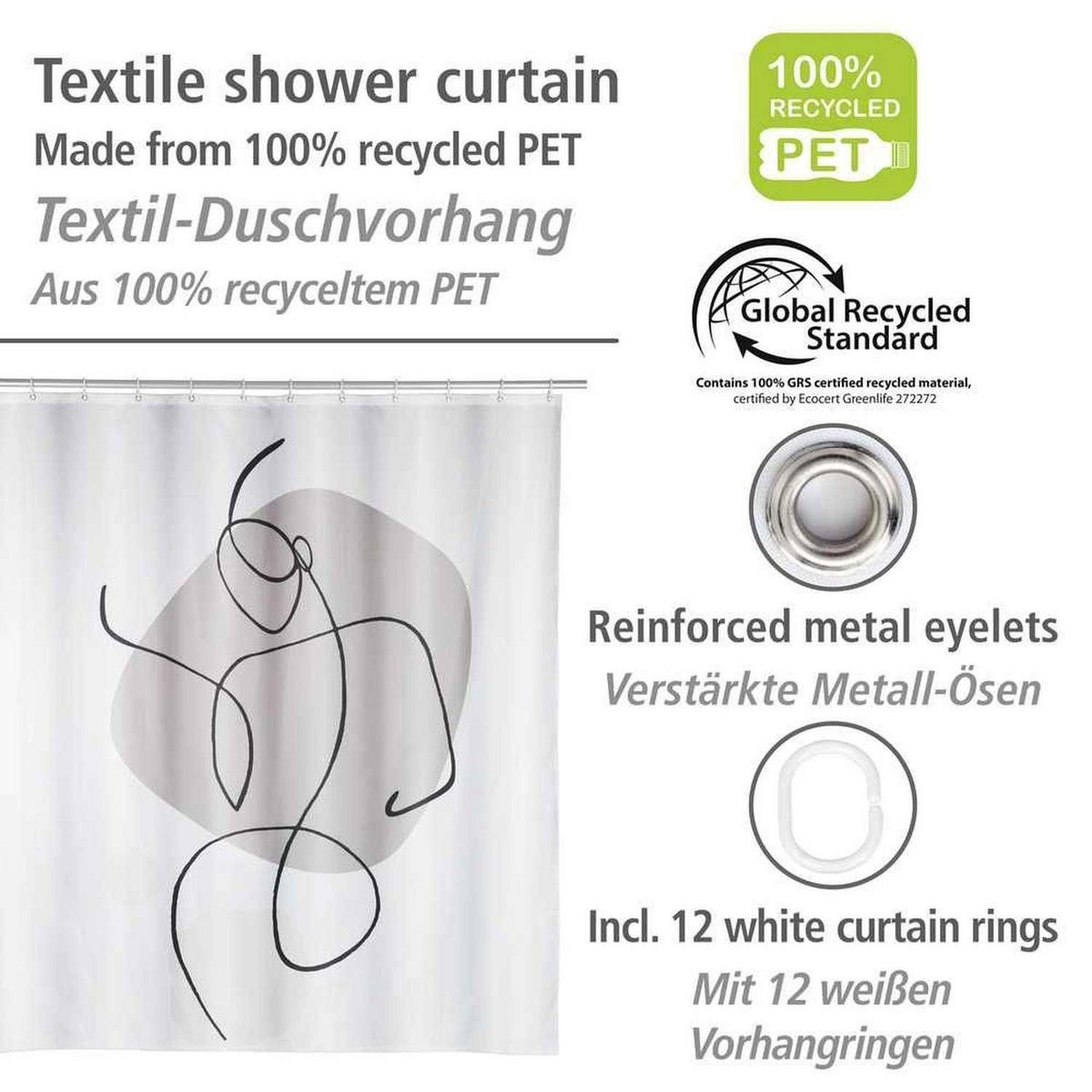 Wenko Rideau de douche à pois