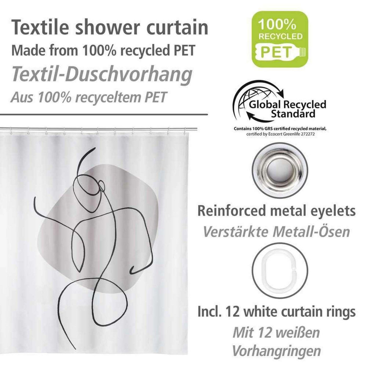 Wenko Rideau de douche à pois