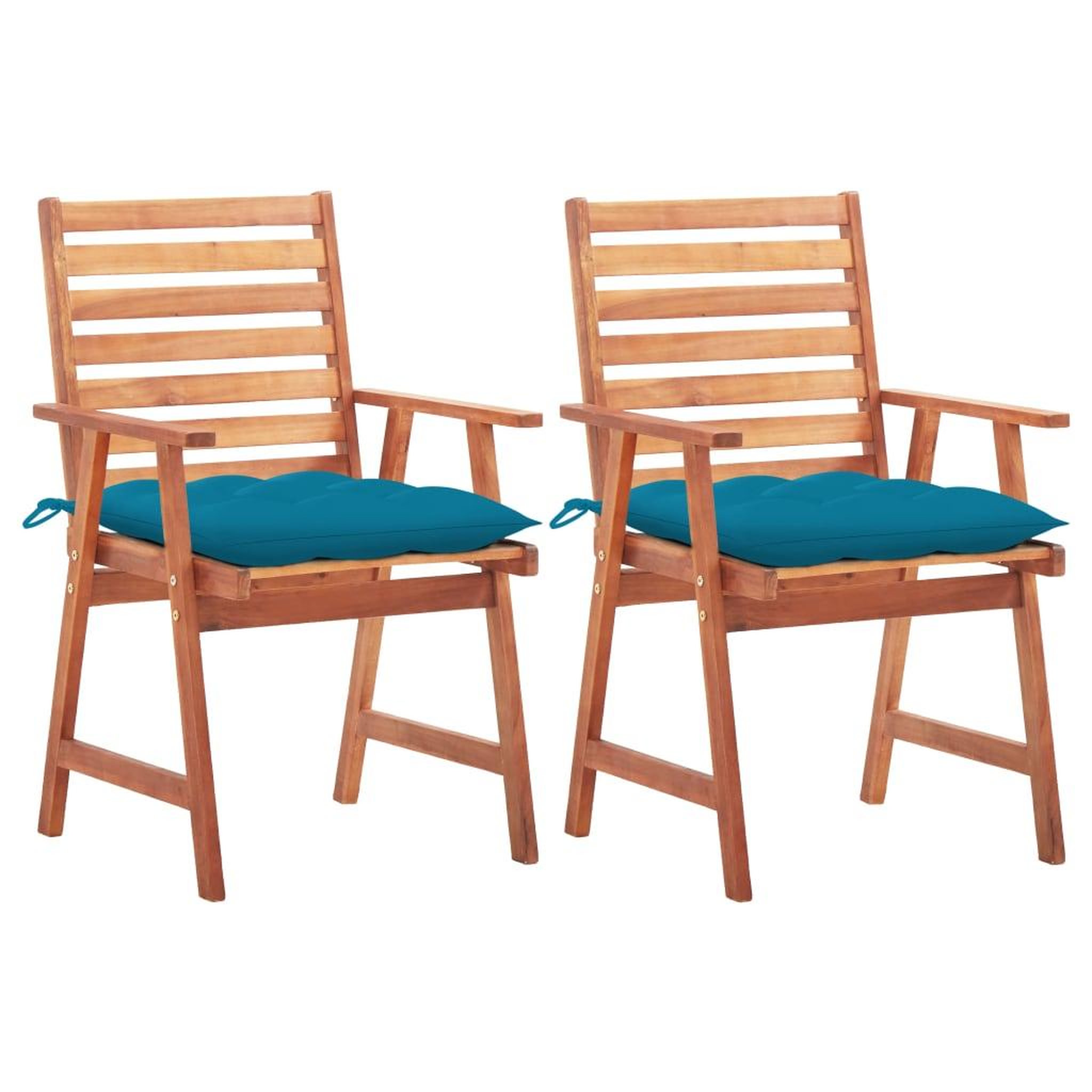 Voir la diapositive 1 : VIDAXL Chaises a manger d'exterieur lot de 2 et coussins Acacia massif