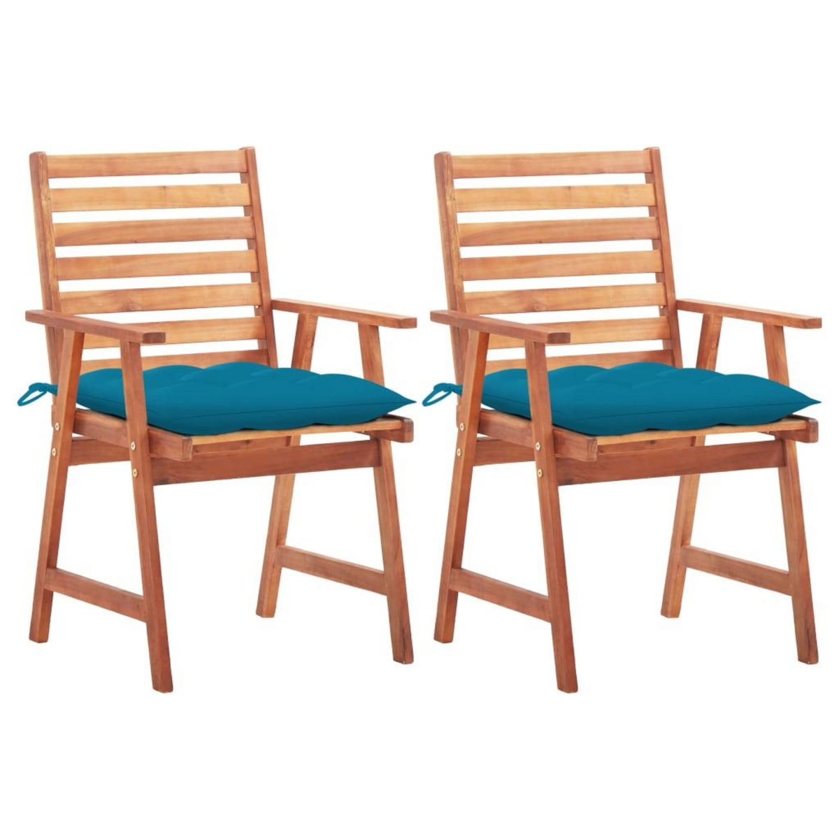 VIDAXL Chaises a manger d'exterieur lot de 2 et coussins Acacia massif