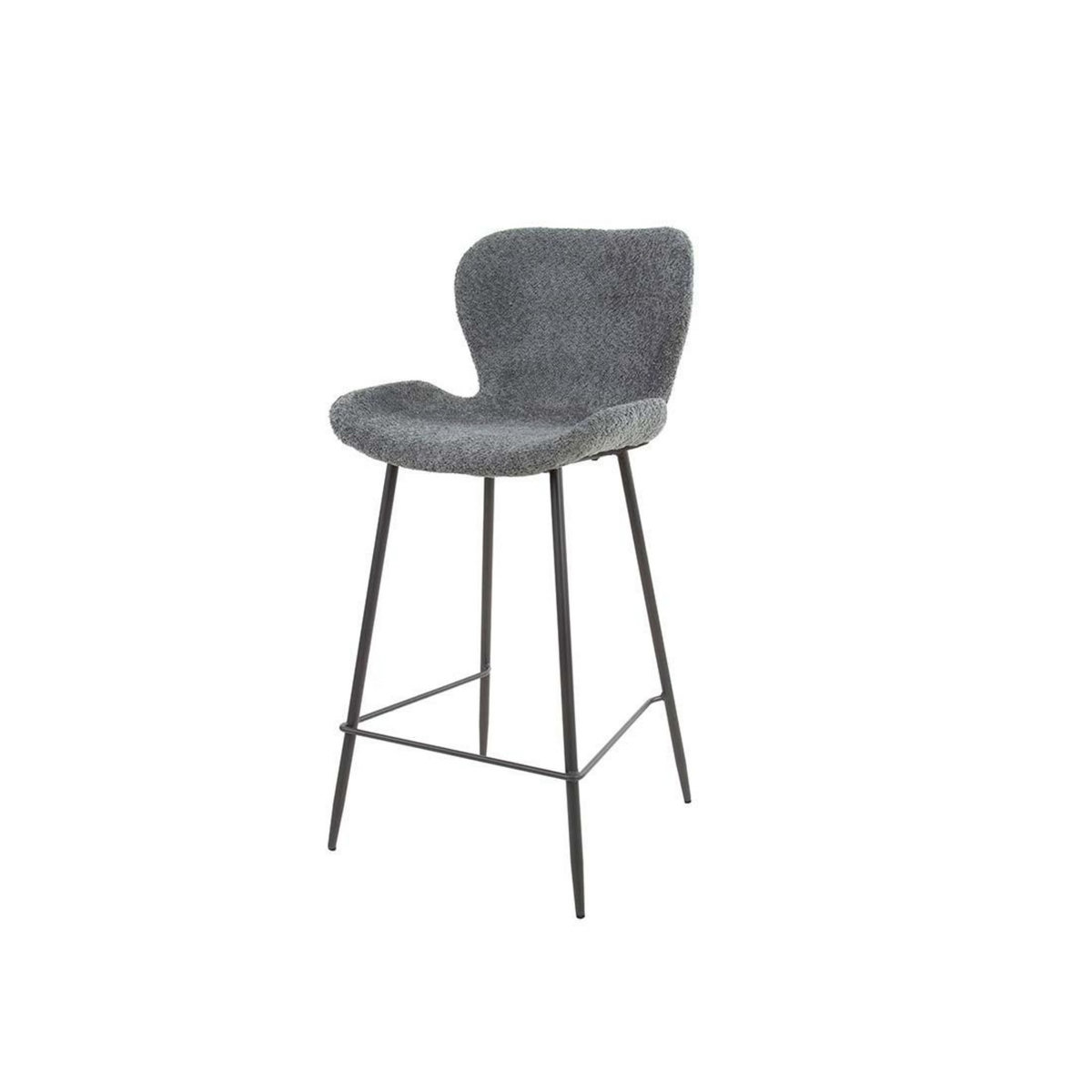 LISA DESIGN Basti - lot de 4 tabourets de bar - en tissu bouclette gris