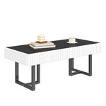 MERAX Table basse rectangulaire blanc+noir - 50,5x110 cm mdf