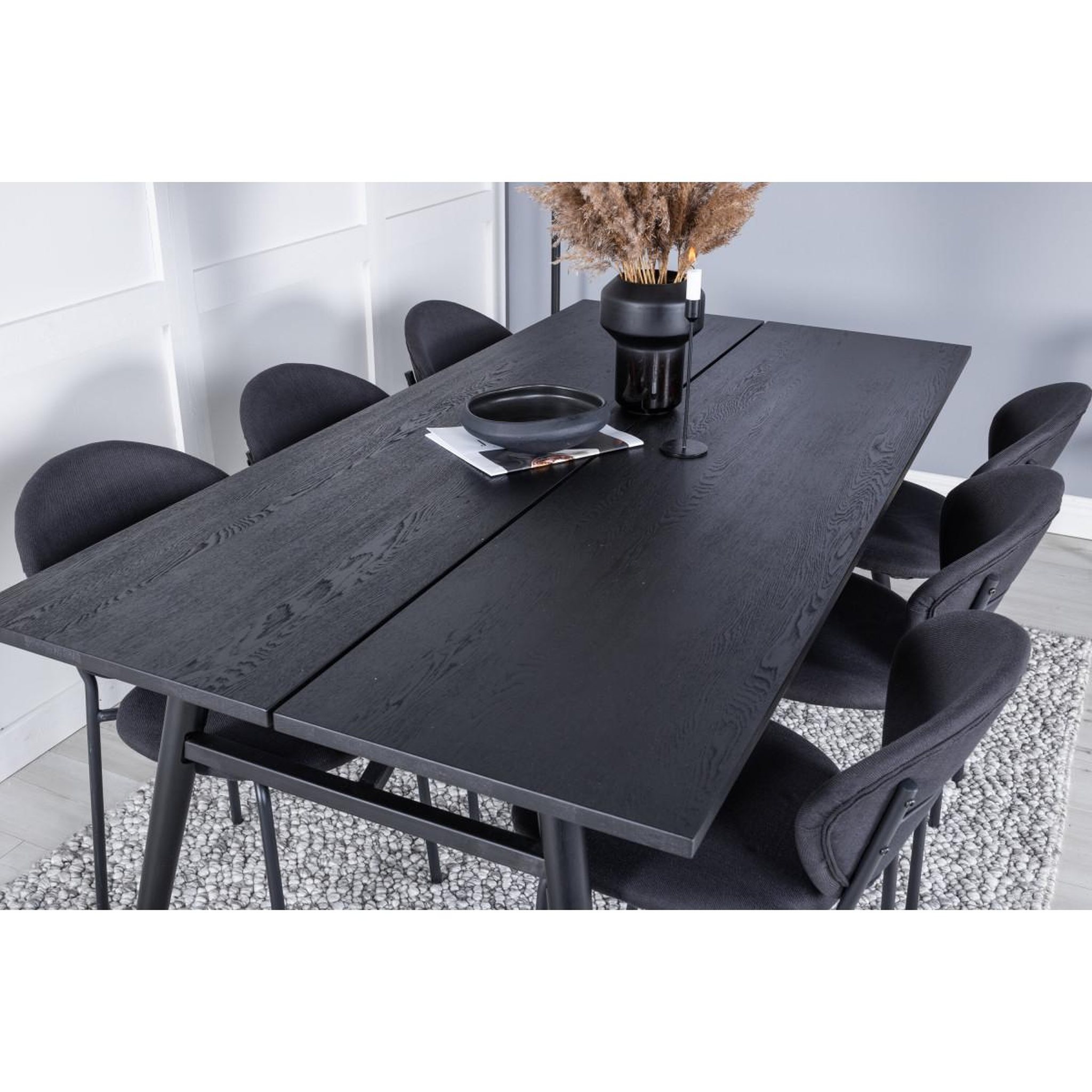 Voir la diapositive 5 : Paris Prix Ensemble table à manger extensible & 6 chaises  sleek & vault  195-280cm noir