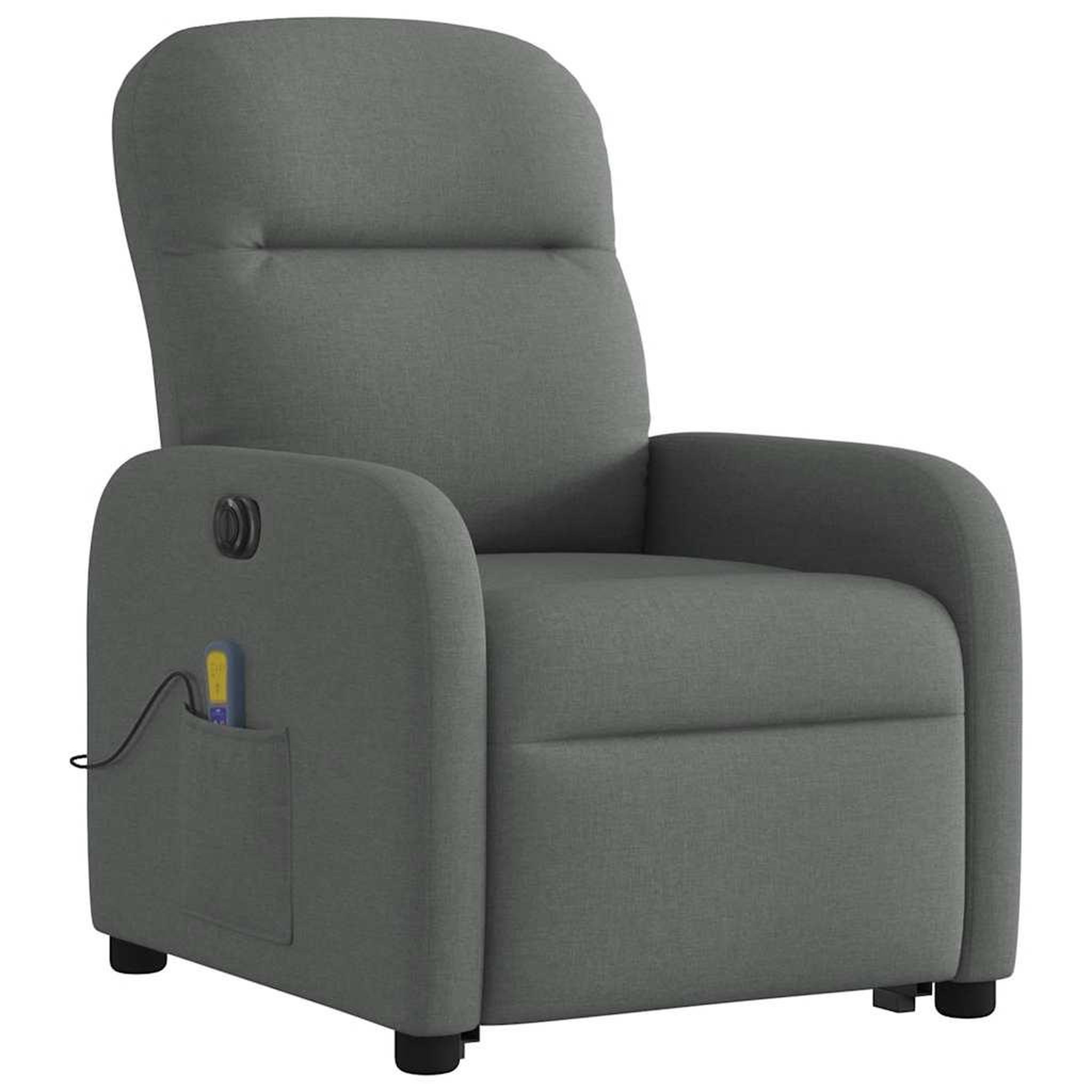 Voir la diapositive 4 : VIDAXL Fauteuil inclinable de massage electrique Gris fonce Tissu