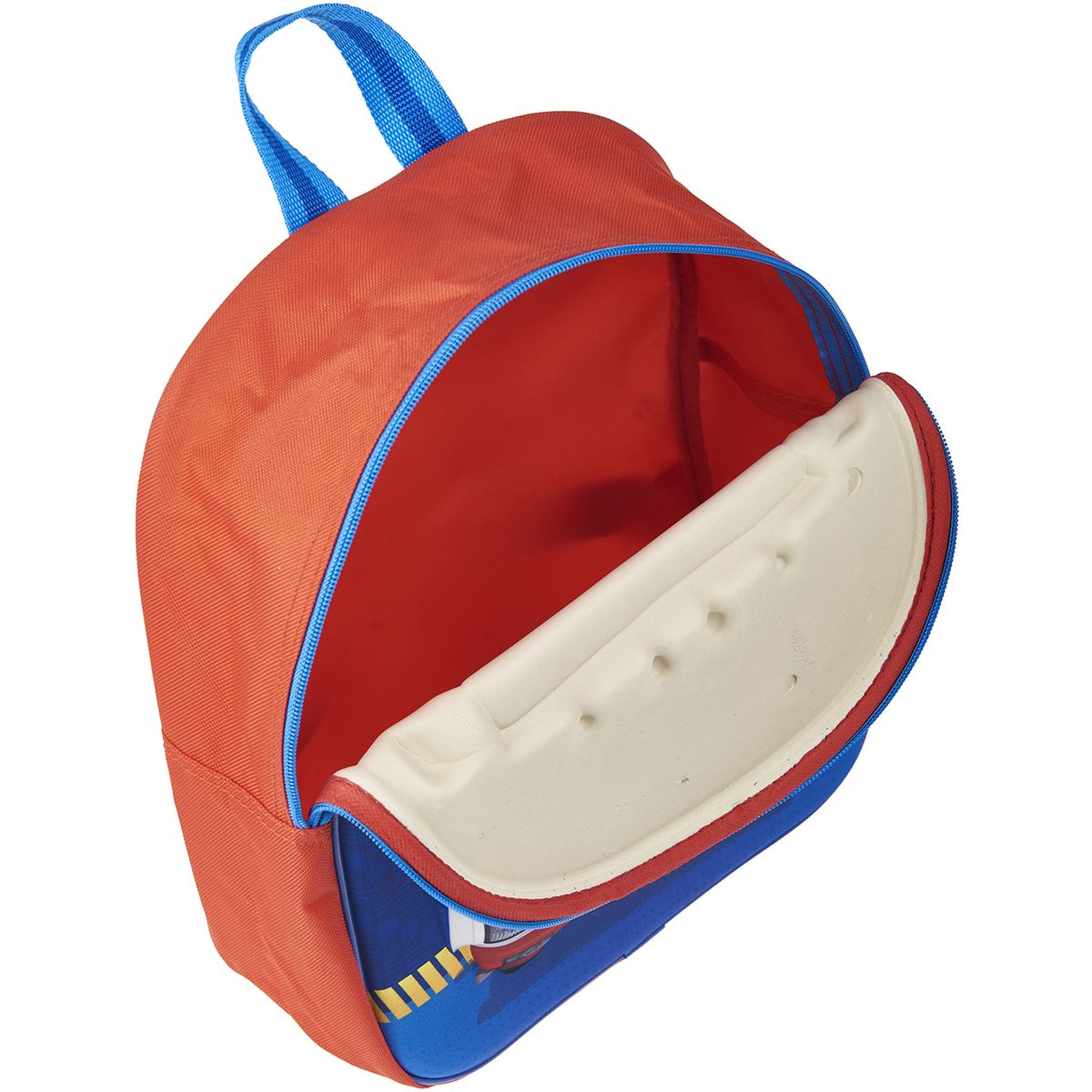 Voir la diapositive 4 : Sac maternelle 3D bleu et rouge SAM LE POMPIER ON DUTY