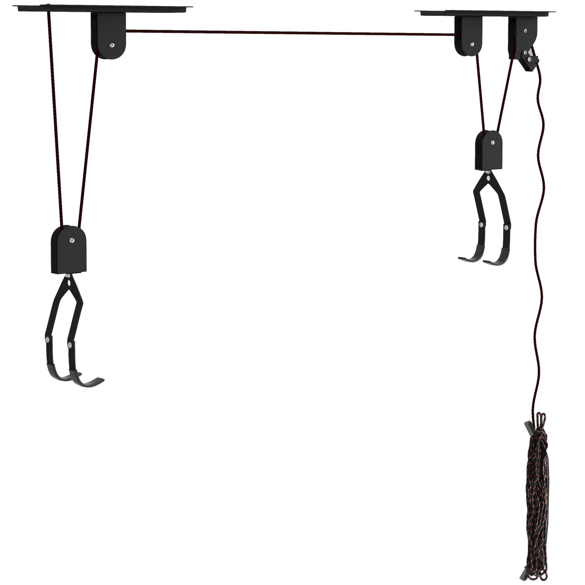 Voir la diapositive 1 : HOMCOM Élévateur de vélo support vélo plafond fixation murale ascenseur vélo avec poulie mécanisme de verrouillage capacité de chargement 20 kg acier noir