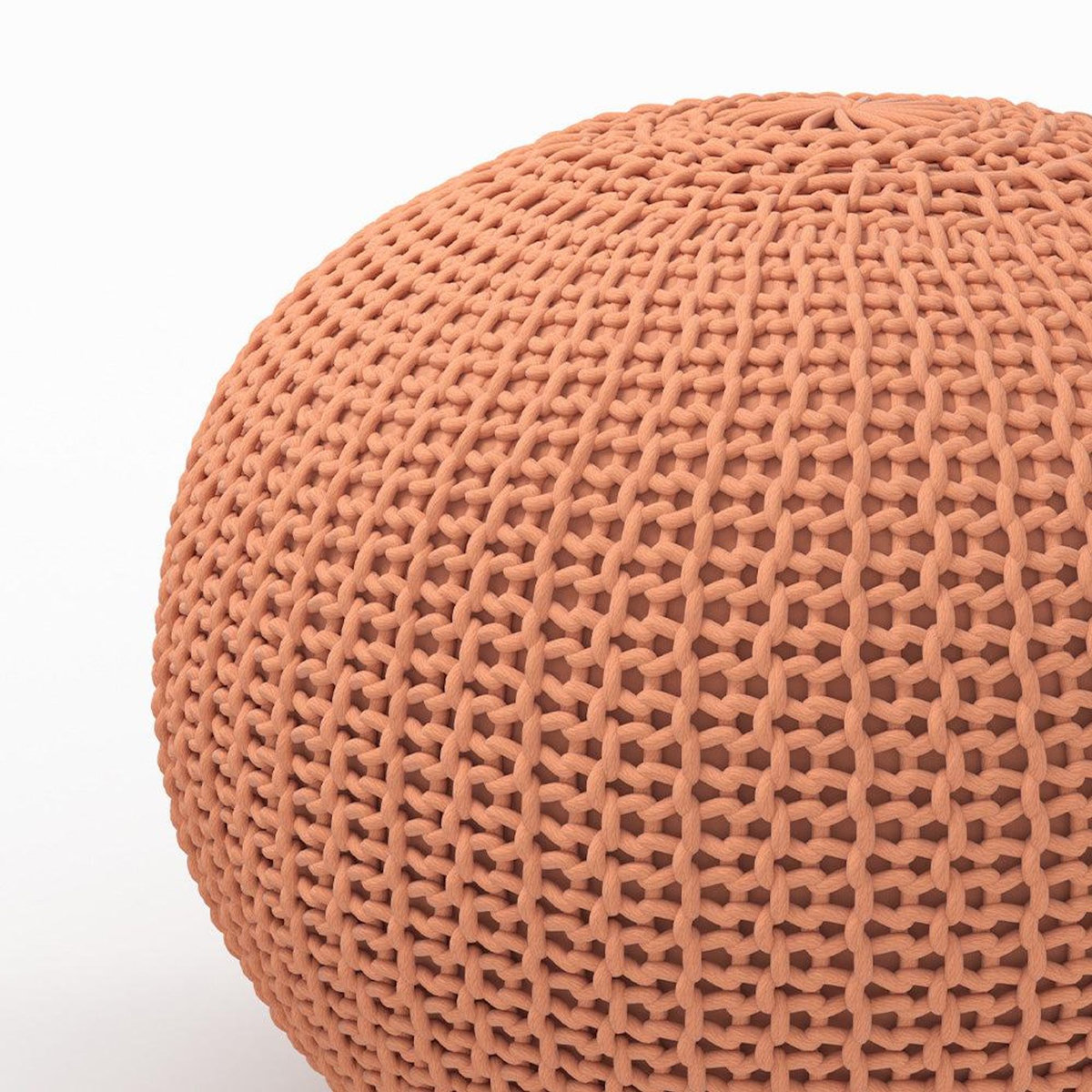 Rendez vous déco Pouf tricot rond rose poudré D40 cm-Elisa