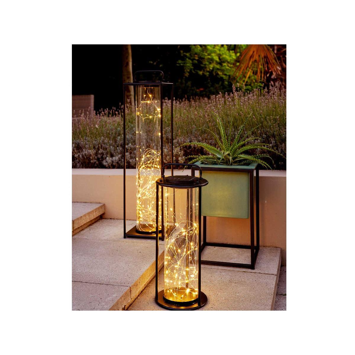 JARDIDECO Lanterne solaire lumineuse en métal 20 x 20 x 49 cm - Jardideco