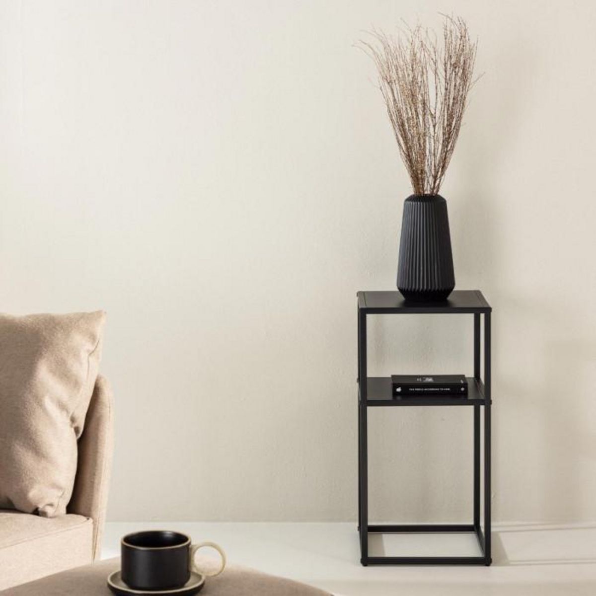 Paris Prix Table d'Appoint en Métal  Punta Arenas  60cm Noir