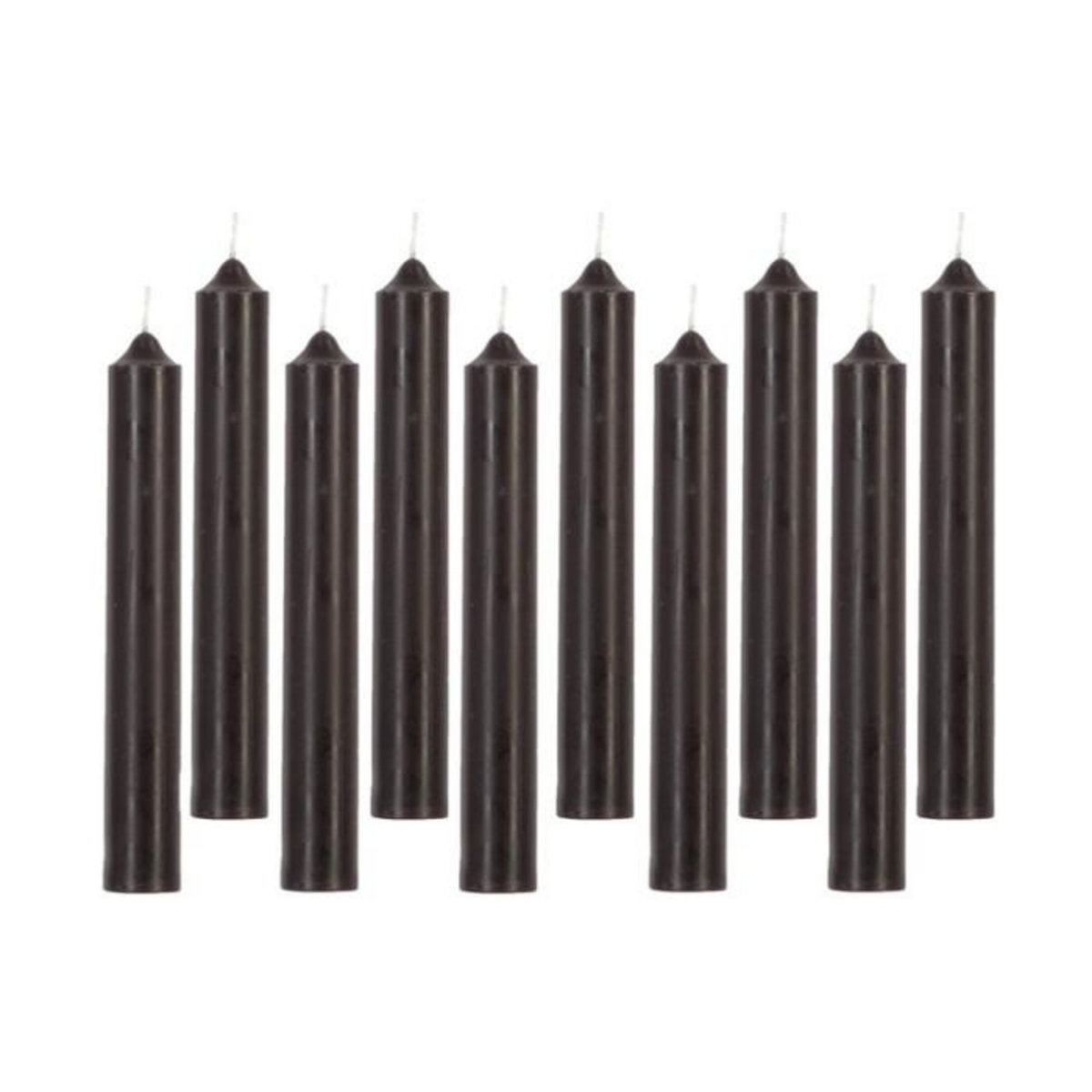 COMPTOIR DE LA BOUGIE Lot de 10 Bougies Bâton  Hugo  16cm Noir