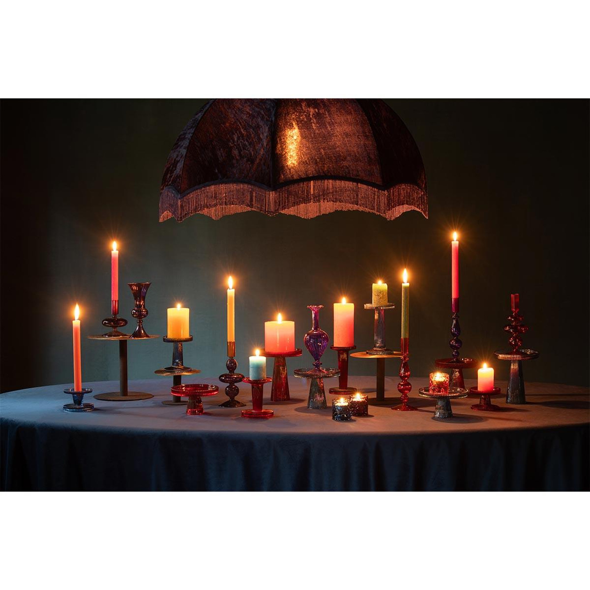 Voir la diapositive 6 : J-LINE Lot de 3 Chandeliers en Verre  Nelly  16cm Rouge