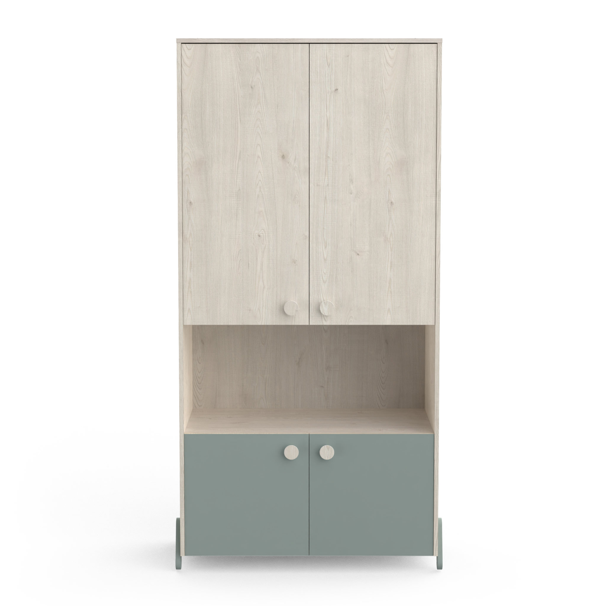 Voir la diapositive 2 : Armoire enfant 4 portes 1 niches L89cm NOLAN