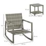 Voir la diapositive 3 : OUTSUNNY Ensemble de jardin 3 pièces 2 fauteuils à bascule table basse coussins inclus métal époxy résine tressée PE polyester gris