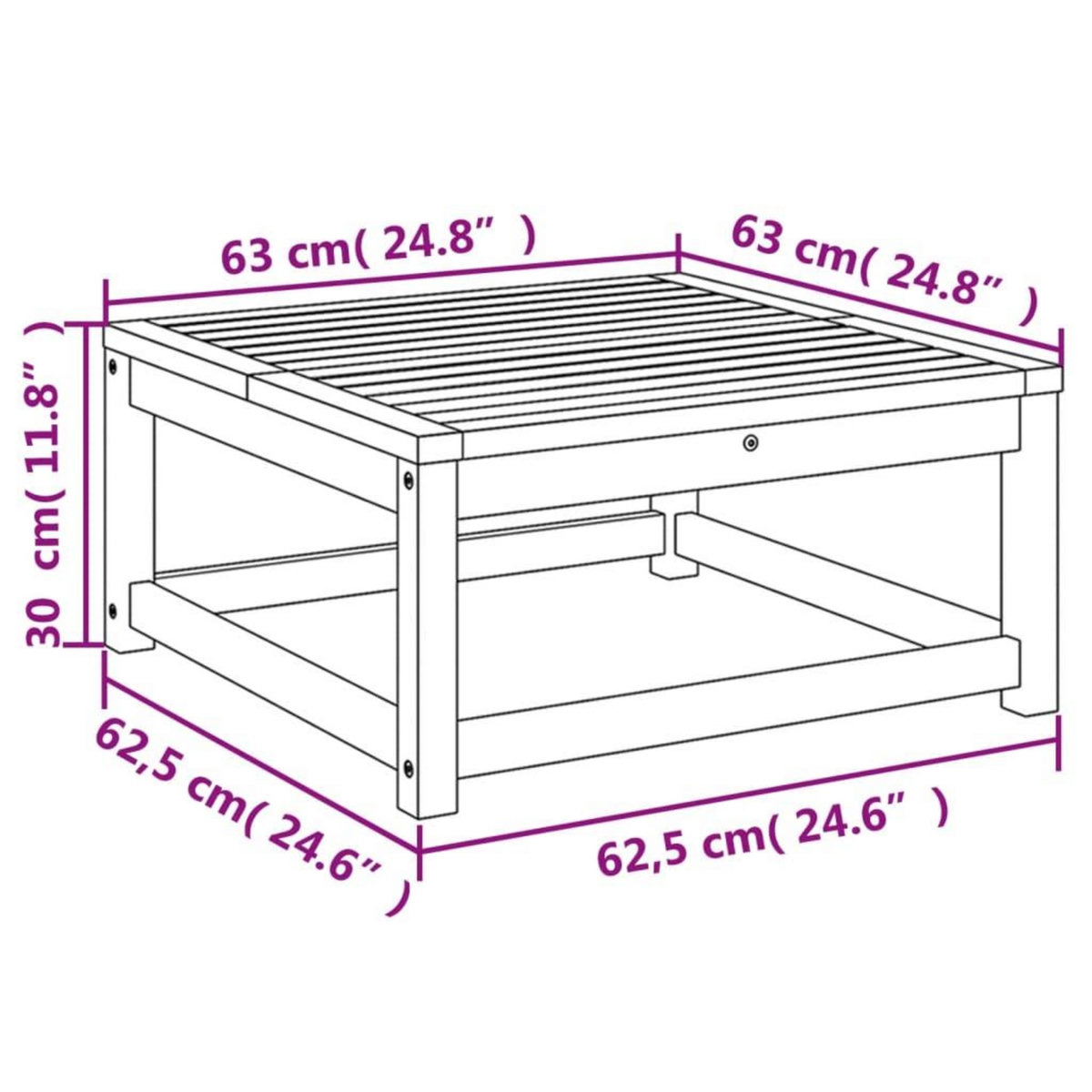 VIDAXL Table de jardin 63x63x30 cm bois d'acacia solide