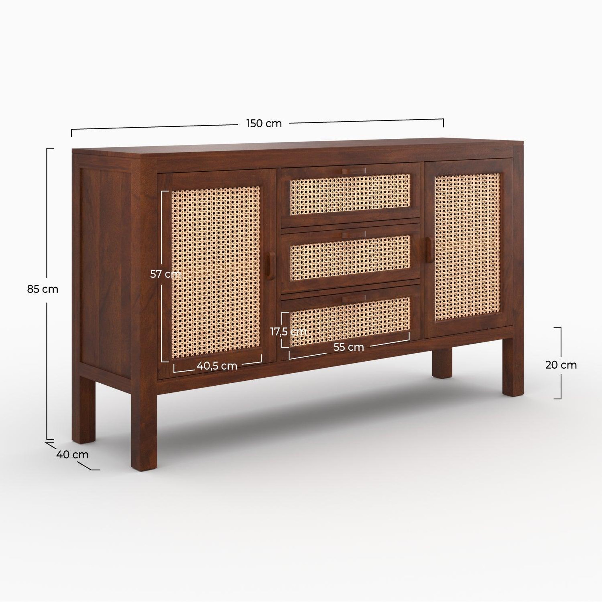 Voir la diapositive 4 : MAISON PAVANE Buffet en bois de manguier et cannage-Tiki
