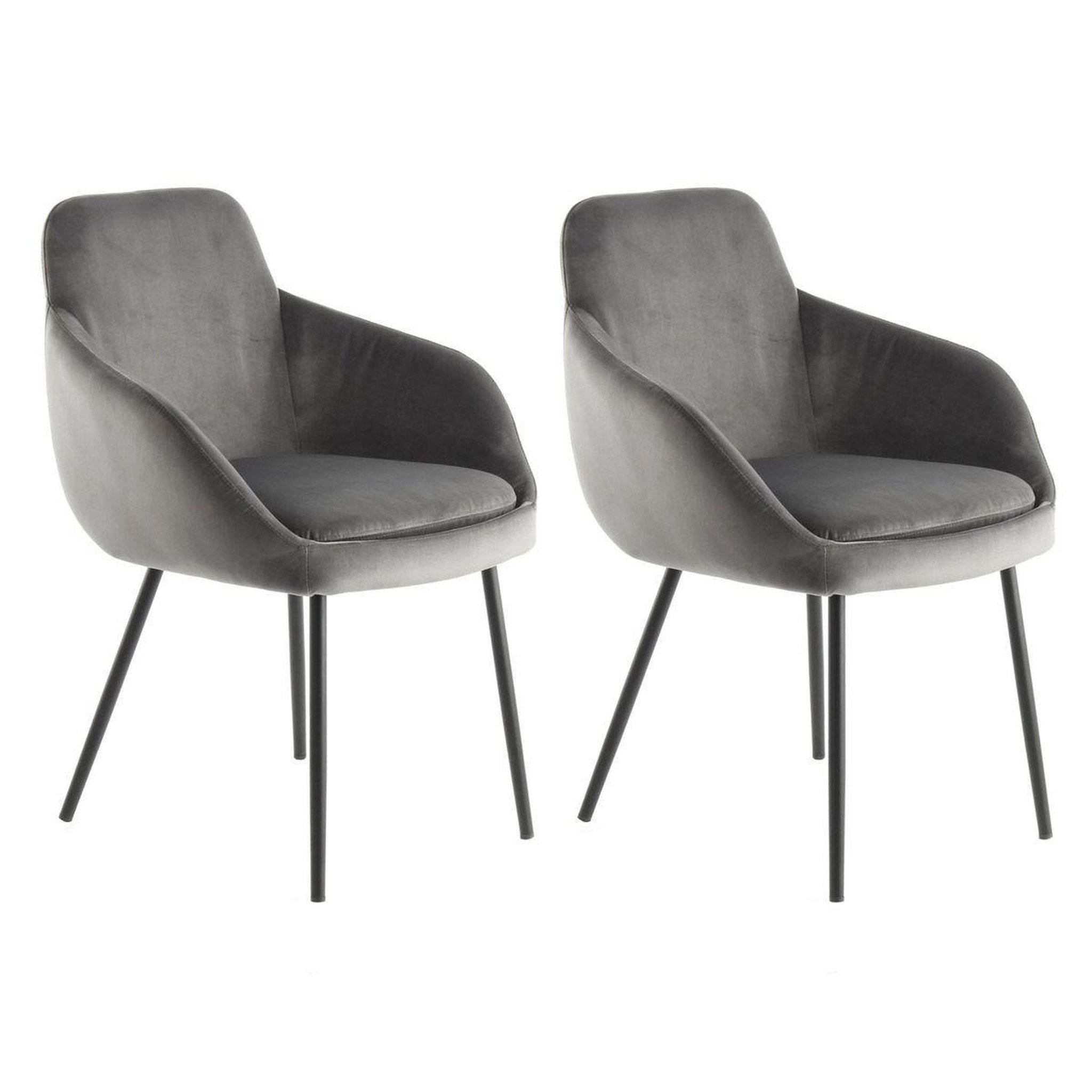 Paris Prix Lot de 2 chaises en velours  cobain  81cm gris