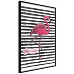 Paris Prix Affiche Murale Encadrée  Flamingo on Striped Background. Coloris disponibles : Noir, Jaune