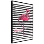 Paris Prix Affiche Murale Encadrée  Flamingo on Striped Background. Coloris disponibles : Noir, Jaune