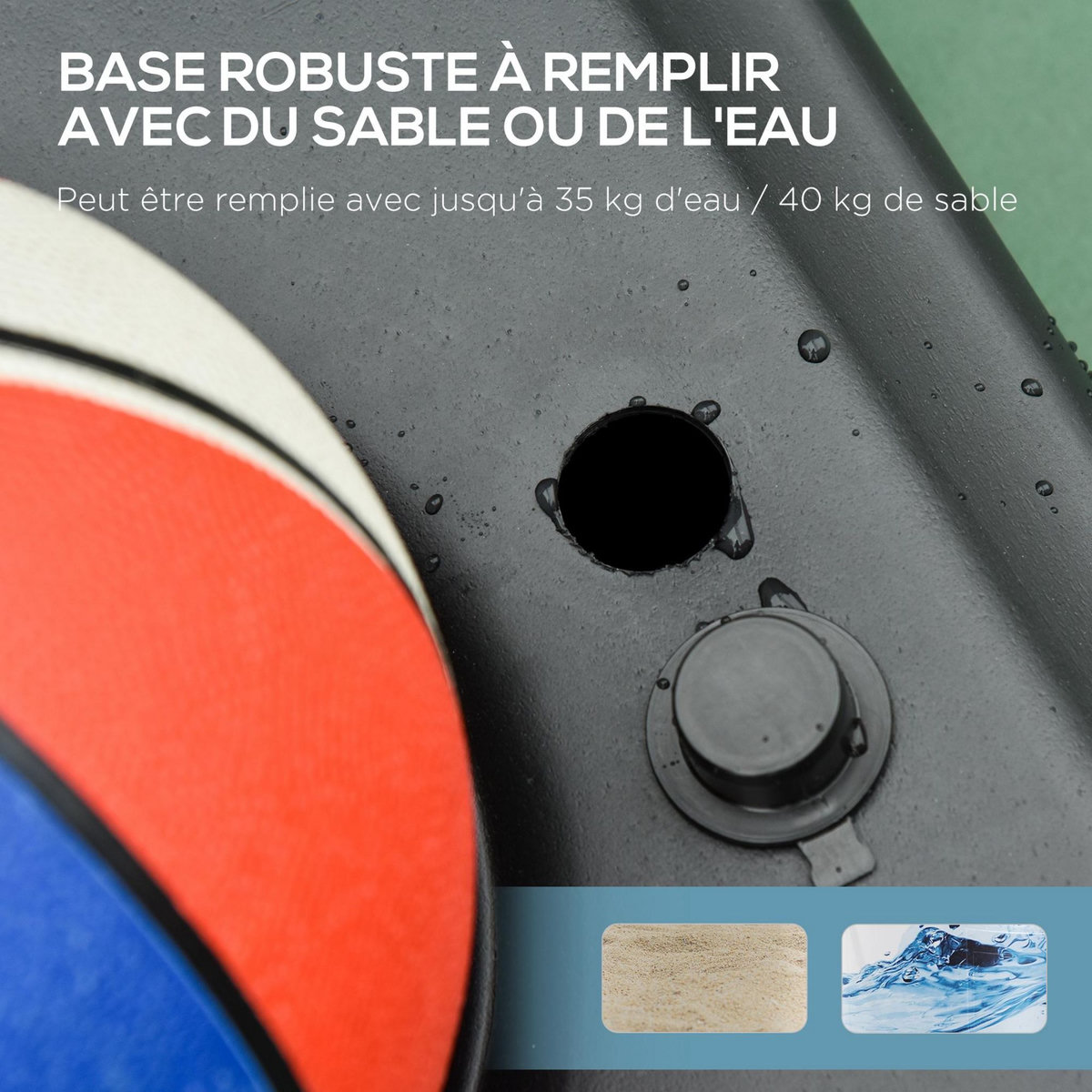 HOMCOM Panier de Basket-Ball sur pied avec poteau panneau - base de lestage sur roulettes - hauteur réglable 5 niveaux 2,45-2,95 m - acier HDPE noir rouge